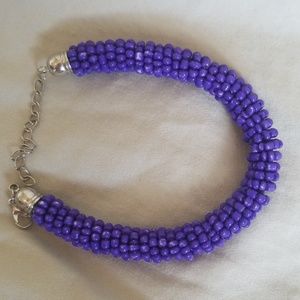 Beaded Purple and silver bracelet